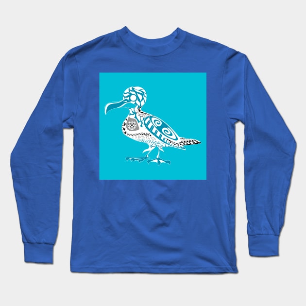 blue summer seagull pattern ecopop Long Sleeve T-Shirt by jorge_lebeau